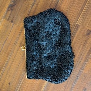 Black beaded clutch